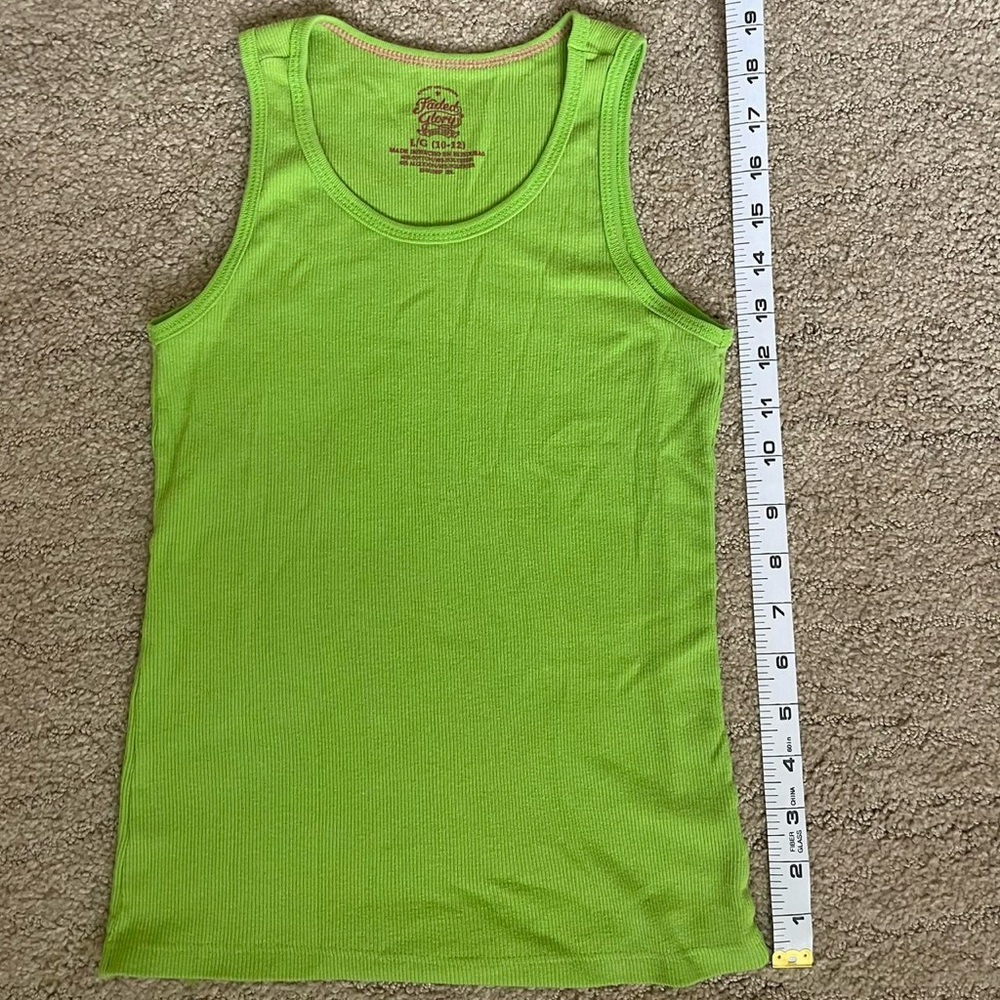 Faded Glory Lime Green Ribbed Tank Top